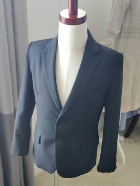 Boys Classic Black Two-Button Blazer Alberto Danelli Padded Shoulder Sz 6